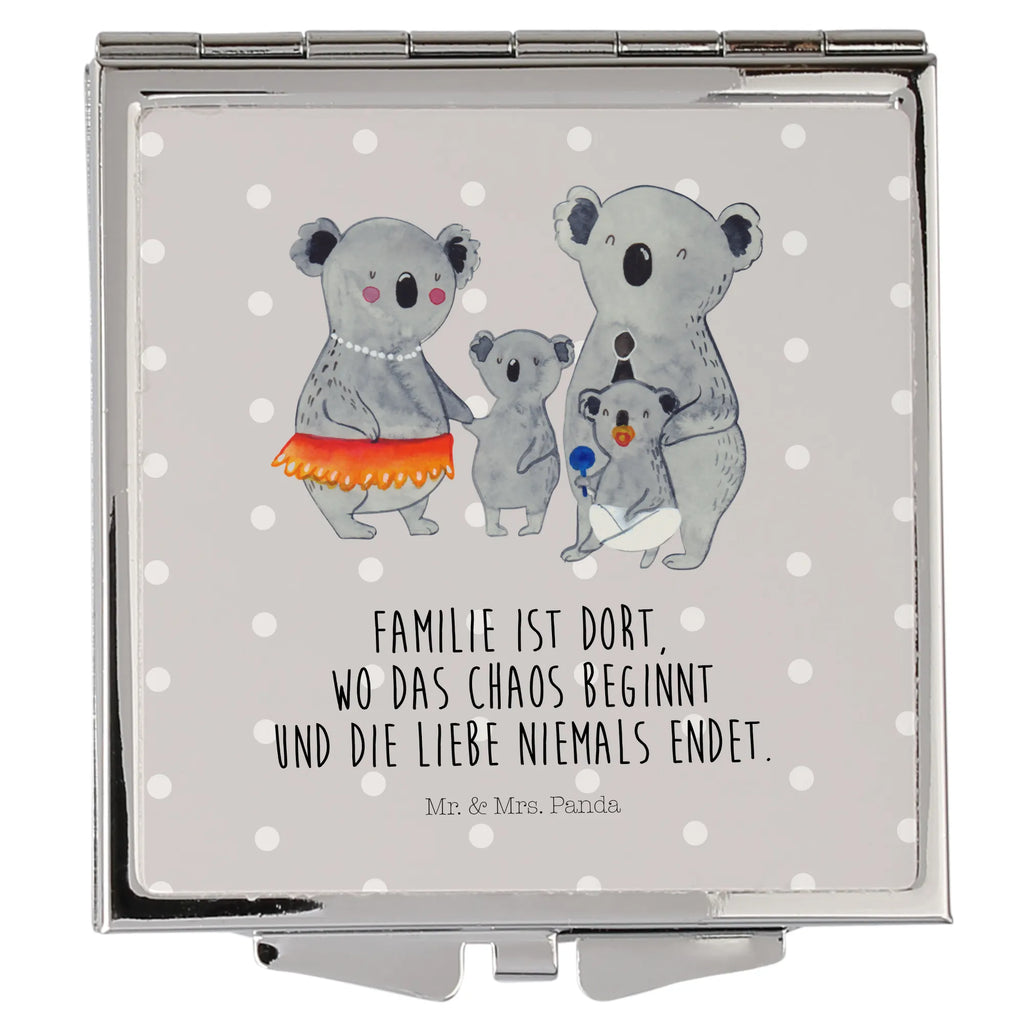 Handtaschenspiegel quadratisch Koala Familie Spiegel, Handtasche, Quadrat, silber, schminken, Schminkspiegel, Familie, Vatertag, Muttertag, Bruder, Schwester, Mama, Papa, Oma, Opa, Koala, Koalas, Family, Kinder, Geschwister, Familienleben