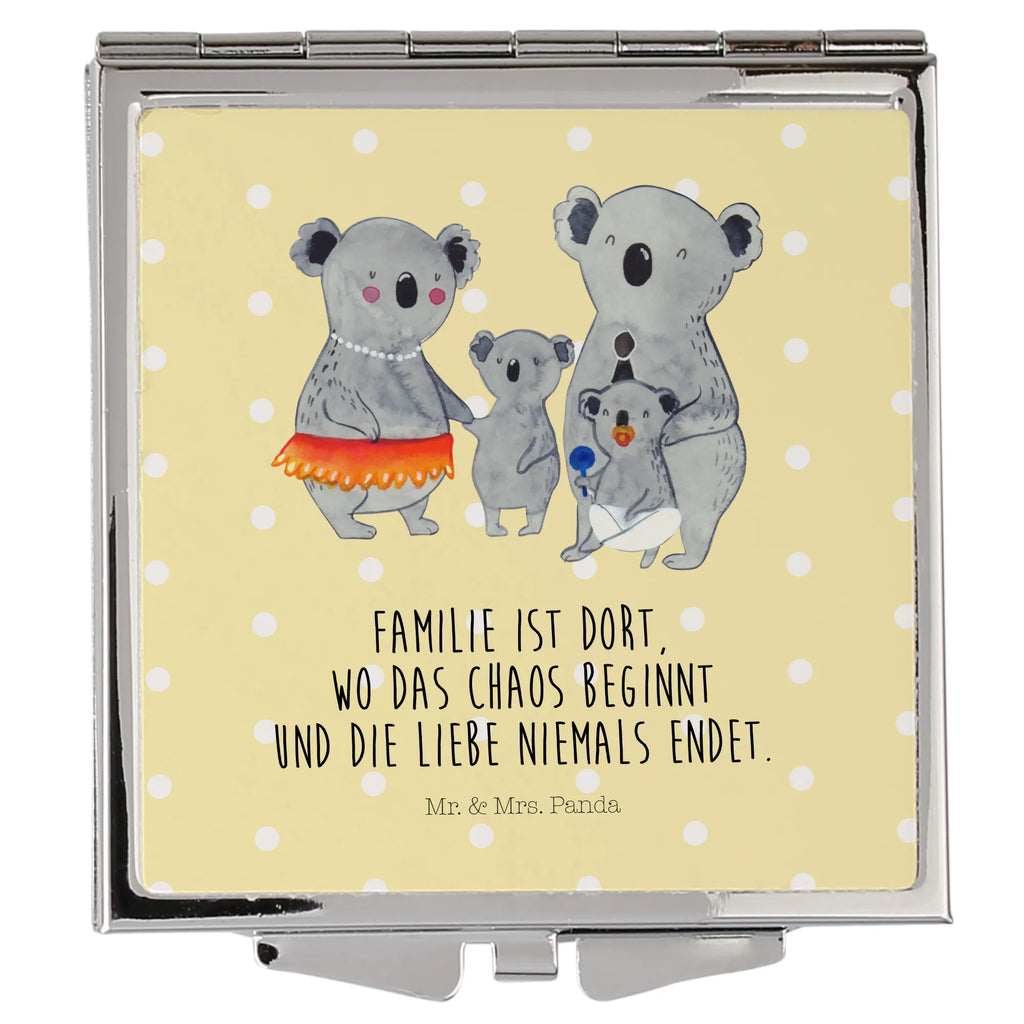 Handtaschenspiegel quadratisch Koala Familie Spiegel, Handtasche, Quadrat, silber, schminken, Schminkspiegel, Familie, Vatertag, Muttertag, Bruder, Schwester, Mama, Papa, Oma, Opa, Koala, Koalas, Family, Kinder, Geschwister, Familienleben