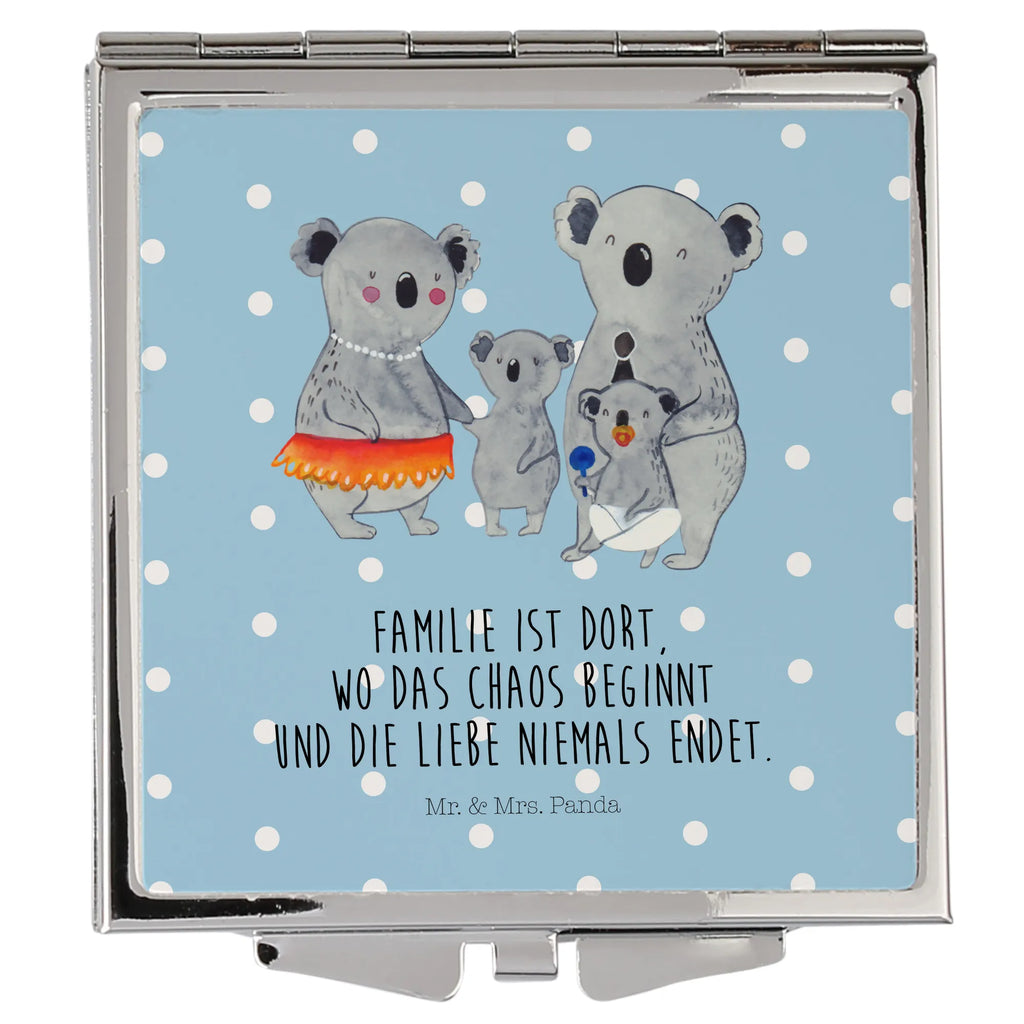 Handtaschenspiegel quadratisch Koala Familie Spiegel, Handtasche, Quadrat, silber, schminken, Schminkspiegel, Familie, Vatertag, Muttertag, Bruder, Schwester, Mama, Papa, Oma, Opa, Koala, Koalas, Family, Kinder, Geschwister, Familienleben