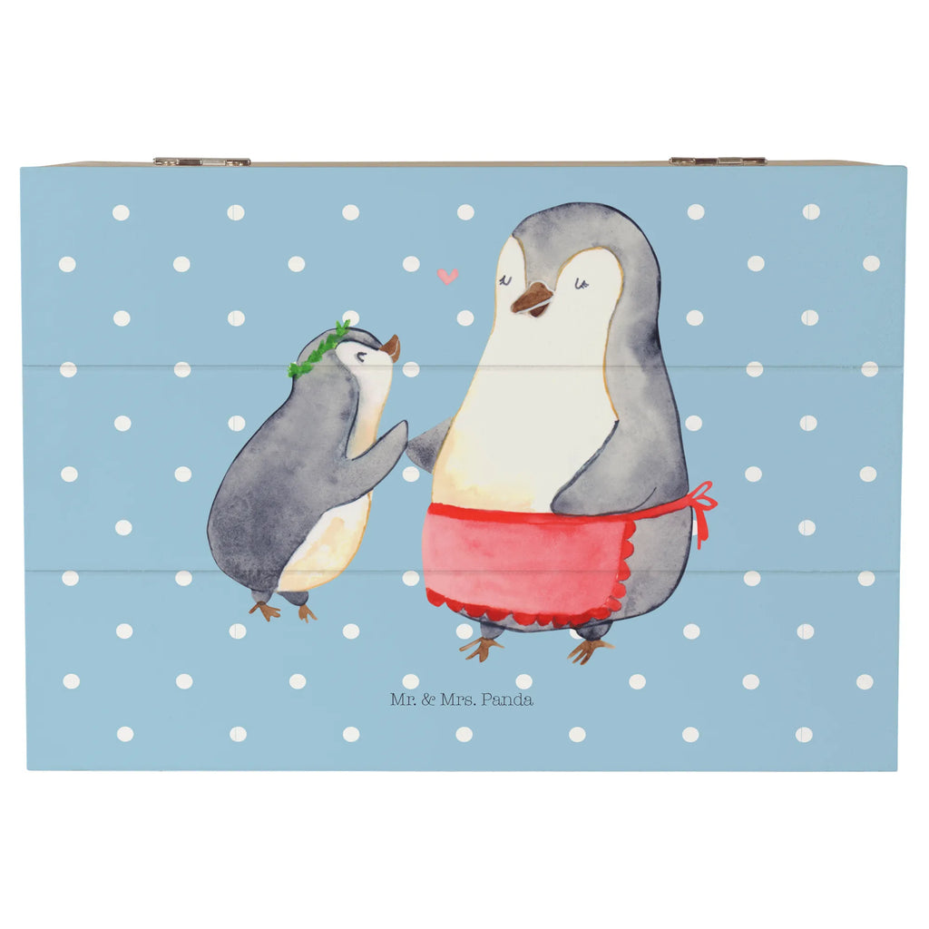 Holzkiste Pinguin mit Kind Holzkiste, Kiste, Schatzkiste, Truhe, Schatulle, XXL, Erinnerungsbox, Erinnerungskiste, Dekokiste, Aufbewahrungsbox, Geschenkbox, Geschenkdose, Familie, Vatertag, Muttertag, Bruder, Schwester, Mama, Papa, Oma, Opa, Geschenk, Mami, Mutti, Mutter, Geburststag