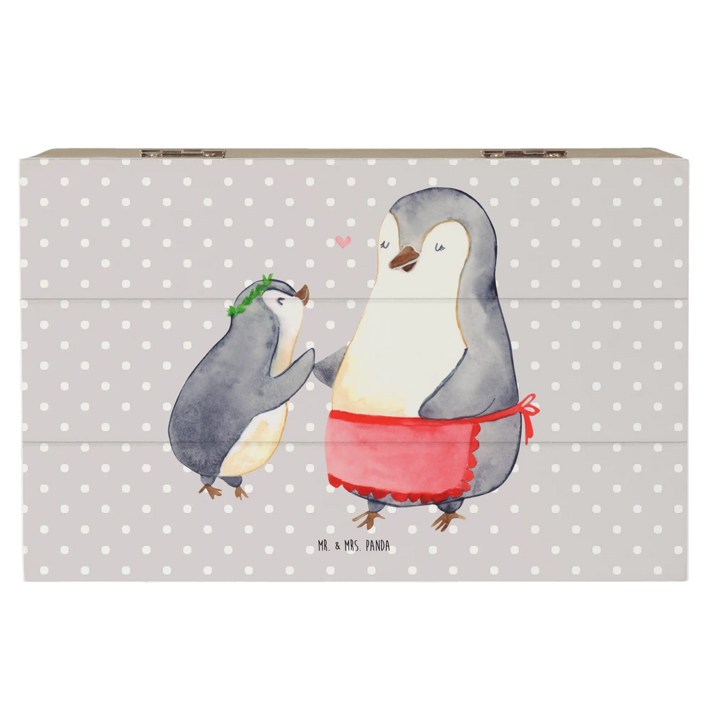 Holzkiste Pinguin mit Kind Holzkiste, Kiste, Schatzkiste, Truhe, Schatulle, XXL, Erinnerungsbox, Erinnerungskiste, Dekokiste, Aufbewahrungsbox, Geschenkbox, Geschenkdose, Familie, Vatertag, Muttertag, Bruder, Schwester, Mama, Papa, Oma, Opa, Geschenk, Mami, Mutti, Mutter, Geburststag