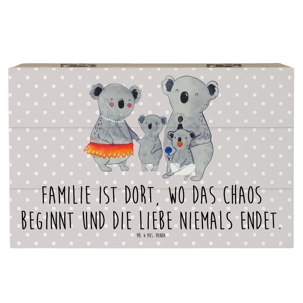 Holzkiste Koala Familie Holzkiste, Kiste, Schatzkiste, Truhe, Schatulle, XXL, Erinnerungsbox, Erinnerungskiste, Dekokiste, Aufbewahrungsbox, Geschenkbox, Geschenkdose, Familie, Vatertag, Muttertag, Bruder, Schwester, Mama, Papa, Oma, Opa, Koala, Koalas, Family, Kinder, Geschwister, Familienleben