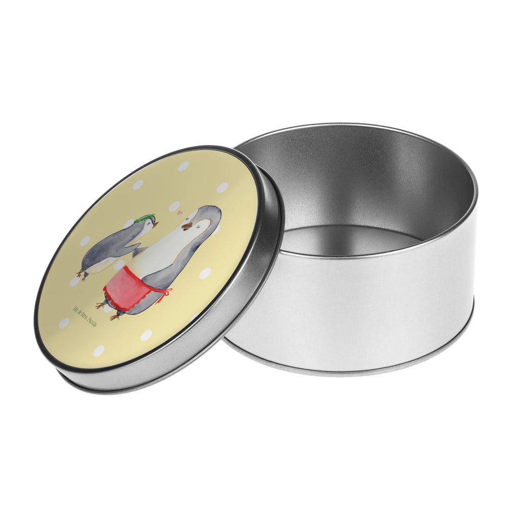 Blechdose rund Pinguin mit Kind Metalldose, Keksdose, Dose, Vorratsdose, Geschenkbox, Lunchbox, Aufbewahrungsbox, Vorratsdosen, Metallkiste, Metallbox, Metallboxen, Aufbewahrungskiste, Geschenkkiste, Blechdosen mit Deckel, Metallkiste mit Deckel, Vorratsdosen mit Deckel, Metall Dose, Familie, Vatertag, Muttertag, Bruder, Schwester, Mama, Papa, Oma, Opa, Geschenk, Mami, Mutti, Mutter, Geburststag