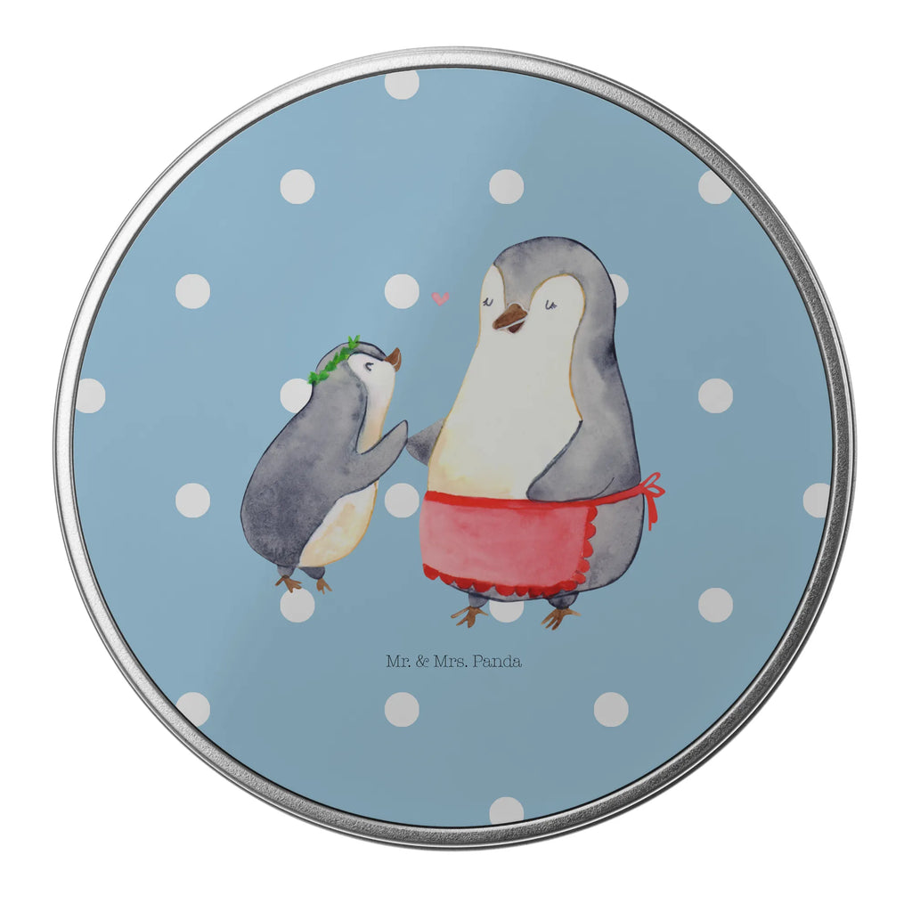 Blechdose rund Pinguin mit Kind Metalldose, Keksdose, Dose, Vorratsdose, Geschenkbox, Lunchbox, Aufbewahrungsbox, Vorratsdosen, Metallkiste, Metallbox, Metallboxen, Aufbewahrungskiste, Geschenkkiste, Blechdosen mit Deckel, Metallkiste mit Deckel, Vorratsdosen mit Deckel, Metall Dose, Familie, Vatertag, Muttertag, Bruder, Schwester, Mama, Papa, Oma, Opa, Geschenk, Mami, Mutti, Mutter, Geburststag