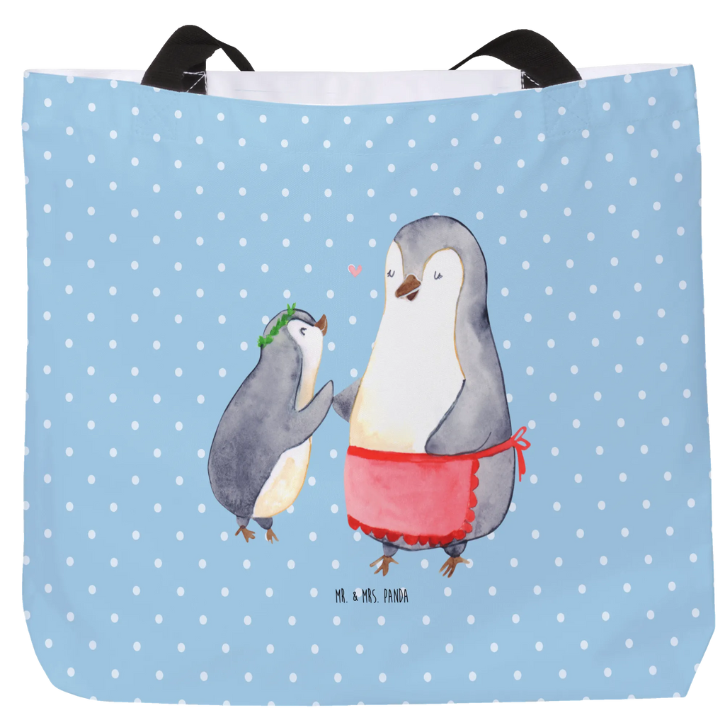 Shopper Pinguin mit Kind Beutel, Einkaufstasche, Tasche, Strandtasche, Einkaufsbeutel, Shopper, Schultasche, Freizeittasche, Tragebeutel, Schulbeutel, Alltagstasche, Familie, Vatertag, Muttertag, Bruder, Schwester, Mama, Papa, Oma, Opa, Geschenk, Mami, Mutti, Mutter, Geburststag