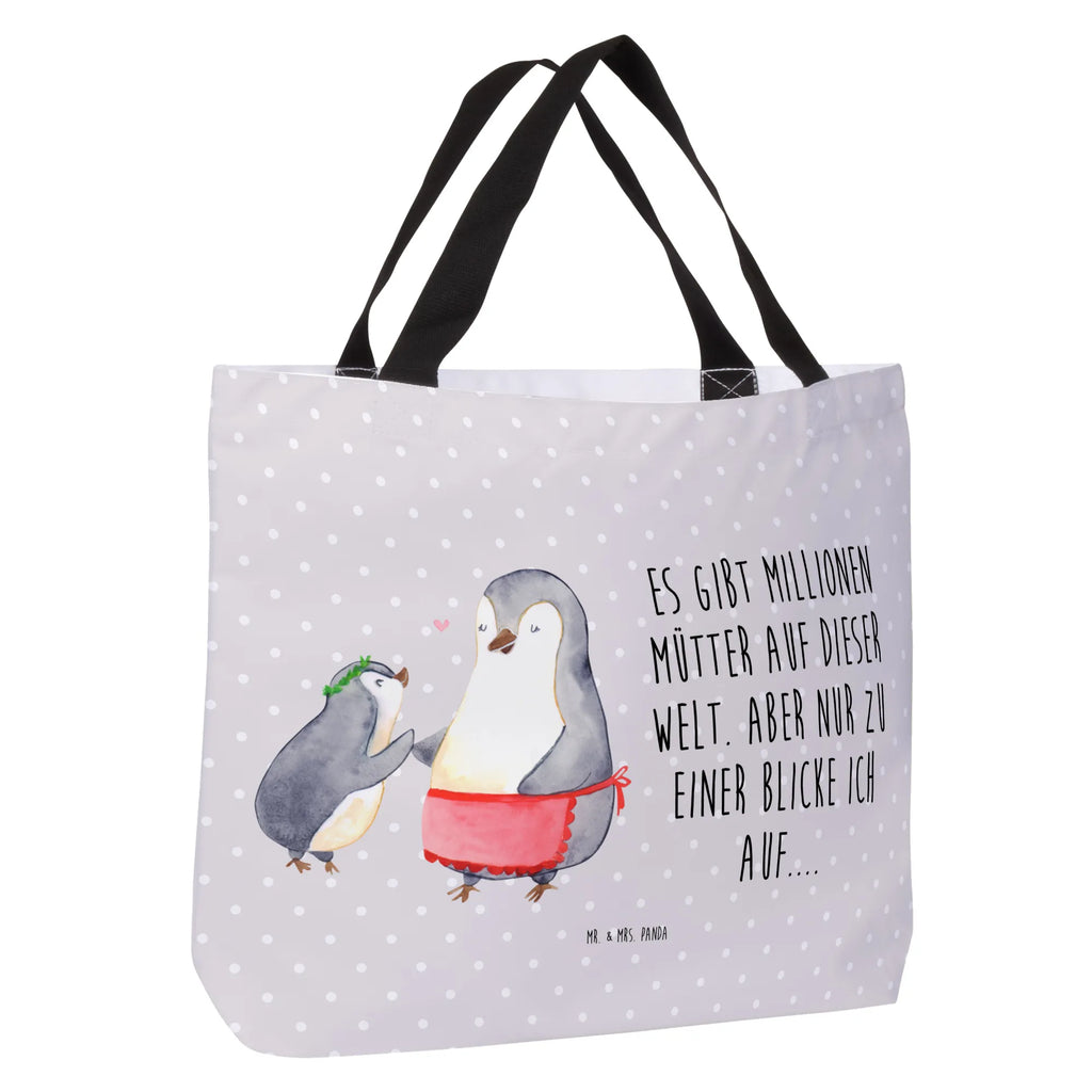 Shopper Pinguin mit Kind Beutel, Einkaufstasche, Tasche, Strandtasche, Einkaufsbeutel, Shopper, Schultasche, Freizeittasche, Tragebeutel, Schulbeutel, Alltagstasche, Familie, Vatertag, Muttertag, Bruder, Schwester, Mama, Papa, Oma, Opa, Geschenk, Mami, Mutti, Mutter, Geburststag