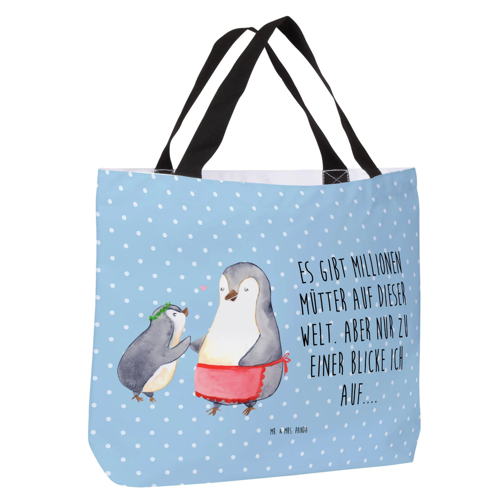 Shopper Pinguin mit Kind Beutel, Einkaufstasche, Tasche, Strandtasche, Einkaufsbeutel, Shopper, Schultasche, Freizeittasche, Tragebeutel, Schulbeutel, Alltagstasche, Familie, Vatertag, Muttertag, Bruder, Schwester, Mama, Papa, Oma, Opa, Geschenk, Mami, Mutti, Mutter, Geburststag