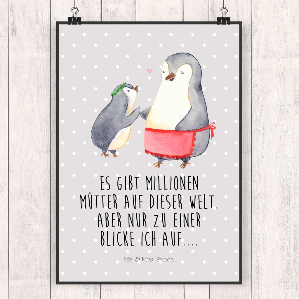 Poster Pinguin mit Kind Poster, Wandposter, Bild, Wanddeko, Küchenposter, Kinderposter, Wanddeko Bild, Raumdekoration, Wanddekoration, Handgemaltes Poster, Mr. & Mrs. Panda Poster, Designposter, Kunstdruck, Posterdruck, Familie, Vatertag, Muttertag, Bruder, Schwester, Mama, Papa, Oma, Opa, Geschenk, Mami, Mutti, Mutter, Geburststag