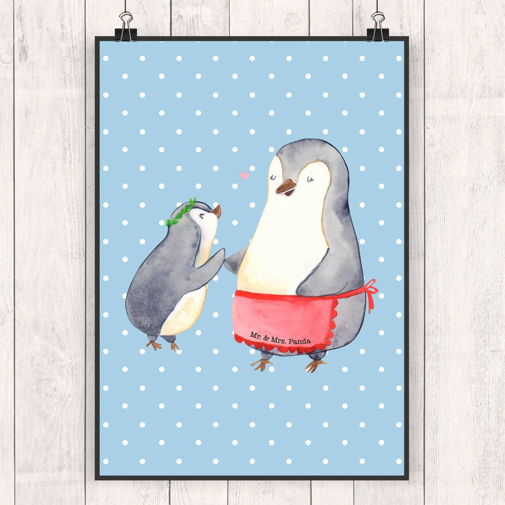 Poster Pinguin mit Kind Poster, Wandposter, Bild, Wanddeko, Küchenposter, Kinderposter, Wanddeko Bild, Raumdekoration, Wanddekoration, Handgemaltes Poster, Mr. & Mrs. Panda Poster, Designposter, Kunstdruck, Posterdruck, Familie, Vatertag, Muttertag, Bruder, Schwester, Mama, Papa, Oma, Opa, Geschenk, Mami, Mutti, Mutter, Geburststag