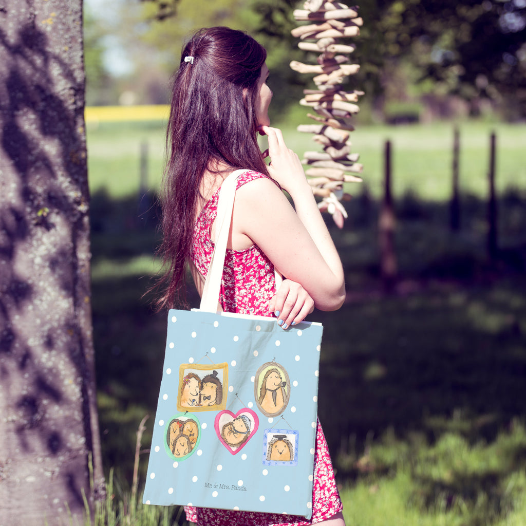 Einkaufstasche Igel Familie Tragetasche, Tasche, Beutel, Stofftasche, Baumwolltasche, Umhängetasche, Shopper, Einkaufstasche, Beuteltasche, Familie, Vatertag, Muttertag, Bruder, Schwester, Mama, Papa, Oma, Opa, Liebe, Igel, Bilder, Zusammenhalt, Glück