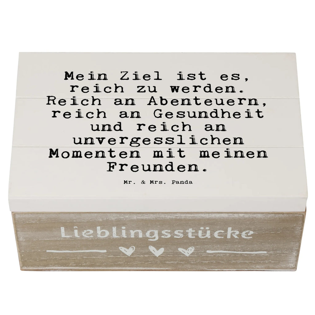 Holzkiste Sprüche und Zitate Mein Ziel ist es, reich zu werden. Reich an Abenteuern, reich an Gesundheit und reich an unvergesslichen Momenten mit meinen Freunden. Holzkiste, Kiste, Schatzkiste, Truhe, Schatulle, XXL, Erinnerungsbox, Erinnerungskiste, Dekokiste, Aufbewahrungsbox, Geschenkbox, Geschenkdose, Spruch, Sprüche, lustige Sprüche, Weisheiten, Zitate, Spruch Geschenke, Spruch Sprüche Weisheiten Zitate Lustig Weisheit Worte