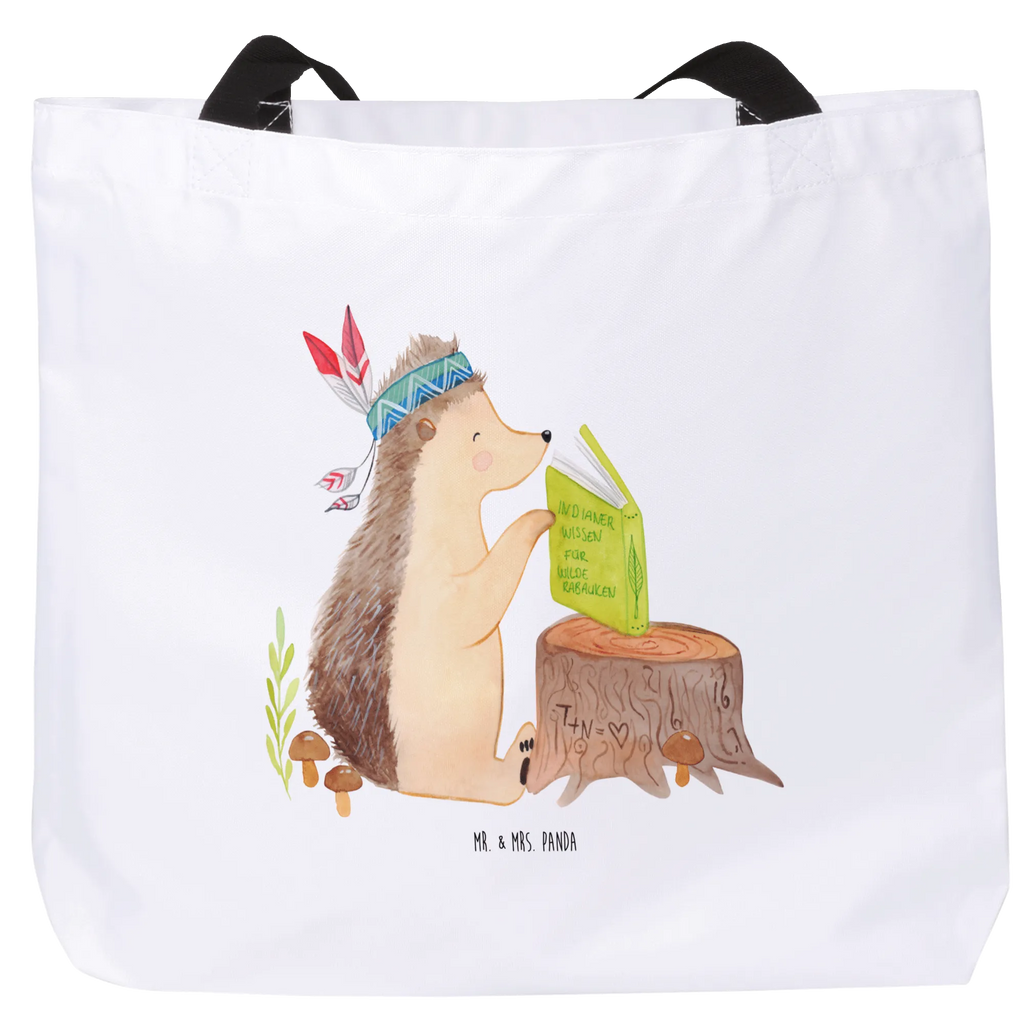 Shopper Igel Indianer Beutel, Einkaufstasche, Tasche, Strandtasche, Einkaufsbeutel, Shopper, Schultasche, Freizeittasche, Tragebeutel, Schulbeutel, Alltagstasche, Waldtiere, Tiere, Igel, Indianer, Abenteuer, Lagerfeuer, Camping