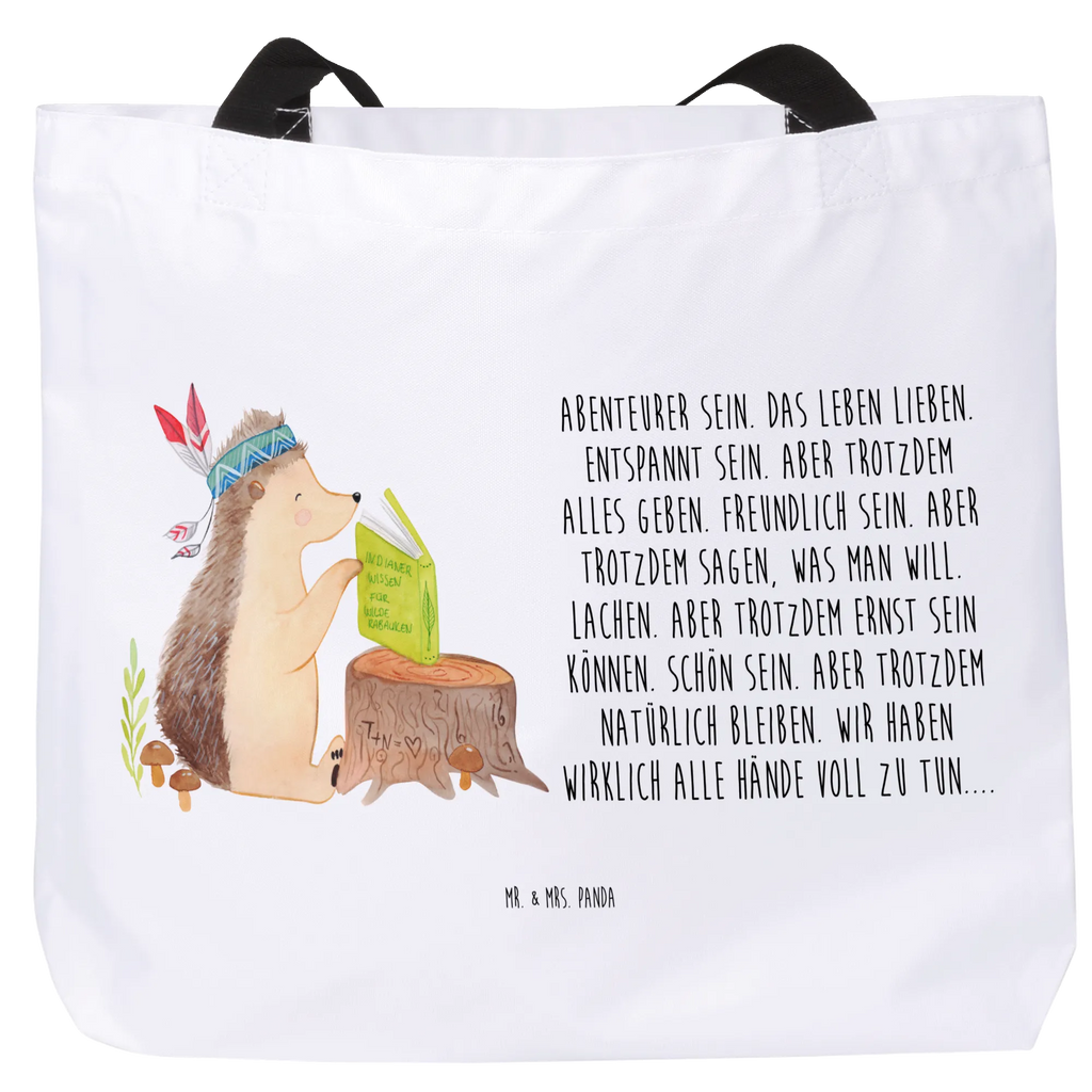 Shopper Igel Indianer Beutel, Einkaufstasche, Tasche, Strandtasche, Einkaufsbeutel, Shopper, Schultasche, Freizeittasche, Tragebeutel, Schulbeutel, Alltagstasche, Waldtiere, Tiere, Igel, Indianer, Abenteuer, Lagerfeuer, Camping