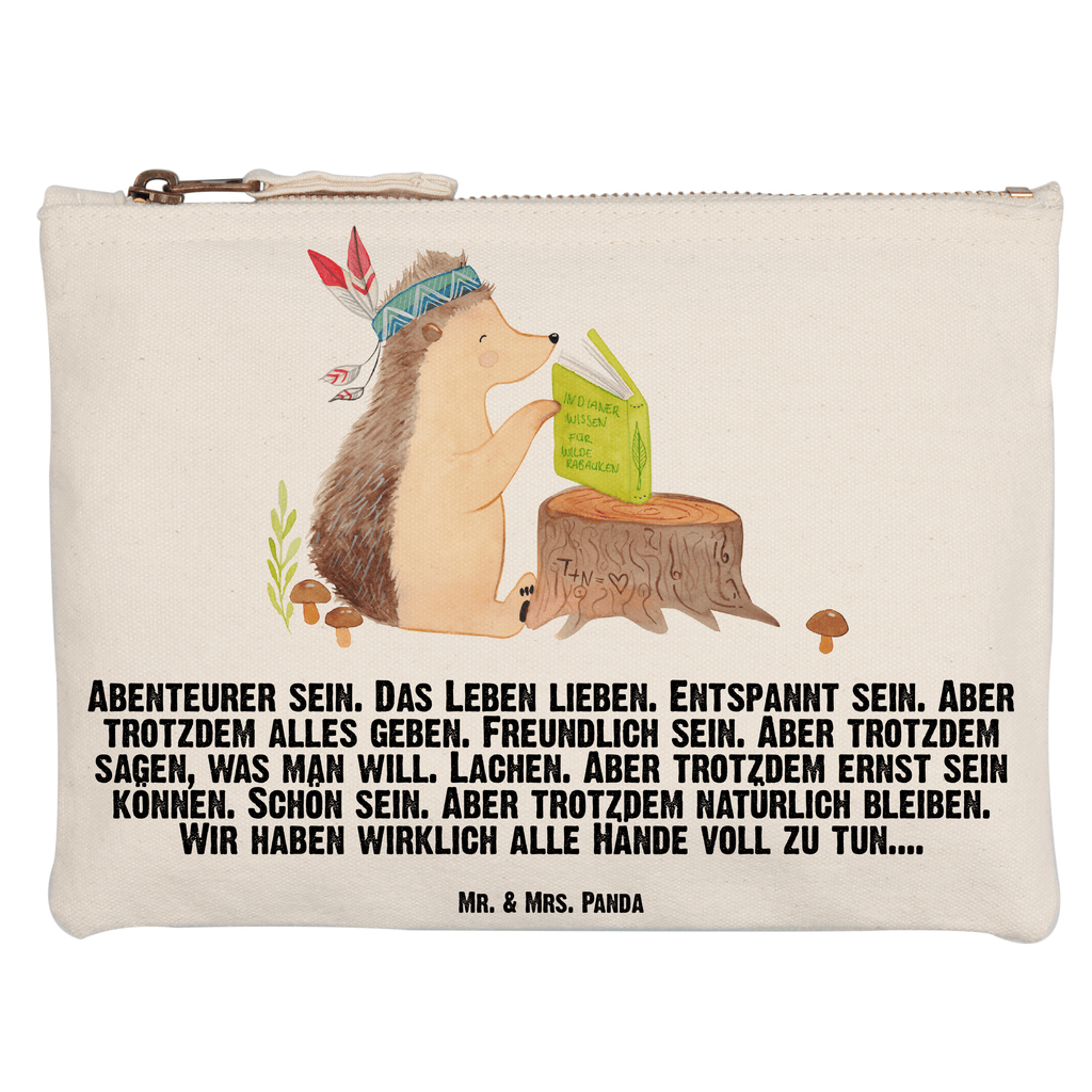 Schminktasche Igel Indianer Schminktasche, Kosmetiktasche, Kosmetikbeutel, Stiftemäppchen, Etui, Federmappe, Makeup, XXL, Schminketui, Kosmetiketui, Schlamperetui, Waldtiere, Tiere, Igel, Indianer, Abenteuer, Lagerfeuer, Camping