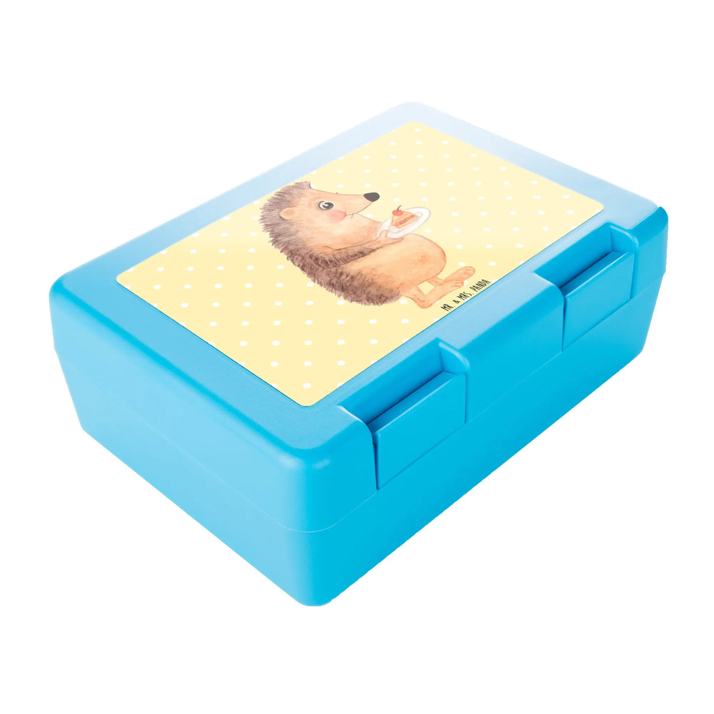 Brotdose Igel mit Kuchenstück Brotbox, Snackbox, Lunch box, Butterbrotdose, Brotzeitbox, Tiermotive, Gute Laune, lustige Sprüche, Tiere, Igel, Essen Spruch, Kuchen, Backen Geschenk, Kuchen backen, Einladung Party, Geburtstagskuchen, Torte