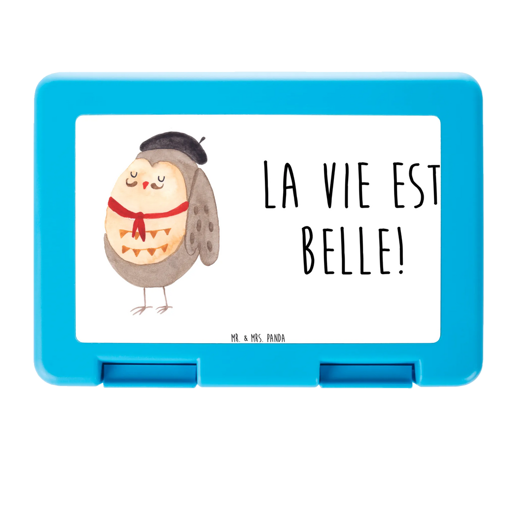 Brotdose Eule Frankreich Brotbox, Snackbox, Lunch box, Butterbrotdose, Brotzeitbox, Eule, Eulen, Eule Deko, Owl, hibou, La vie est belle, das Leben ist schön, Spruch schön, Spruch Französisch, Frankreich