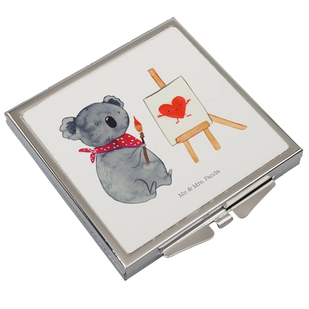 Handtaschenspiegel quadratisch Koala Künstler Spiegel, Handtasche, Quadrat, silber, schminken, Schminkspiegel, Koala, Koalabär, Liebe, Liebensbeweis, Liebesgeschenk, Gefühle, Künstler, zeichnen