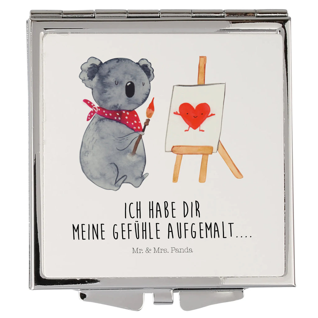 Handtaschenspiegel quadratisch Koala Künstler Spiegel, Handtasche, Quadrat, silber, schminken, Schminkspiegel, Koala, Koalabär, Liebe, Liebensbeweis, Liebesgeschenk, Gefühle, Künstler, zeichnen