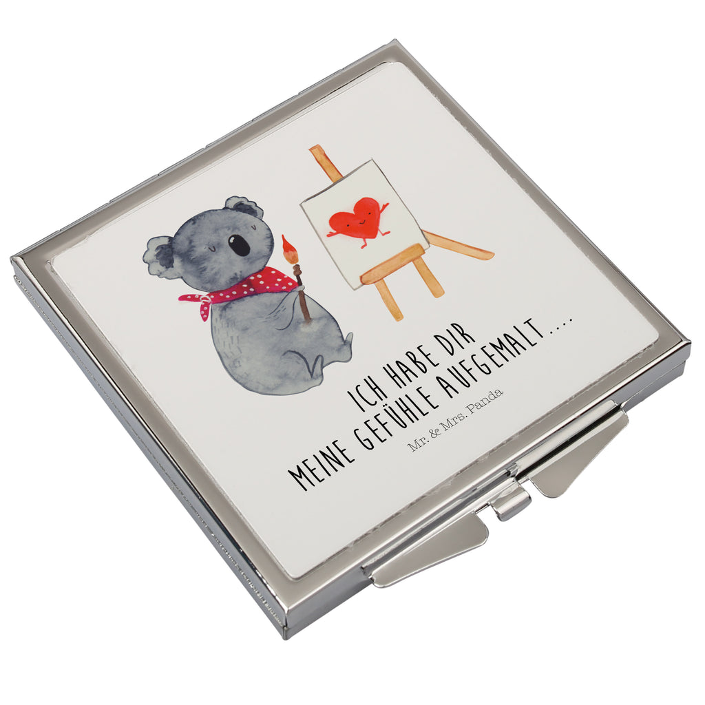 Handtaschenspiegel quadratisch Koala Künstler Spiegel, Handtasche, Quadrat, silber, schminken, Schminkspiegel, Koala, Koalabär, Liebe, Liebensbeweis, Liebesgeschenk, Gefühle, Künstler, zeichnen