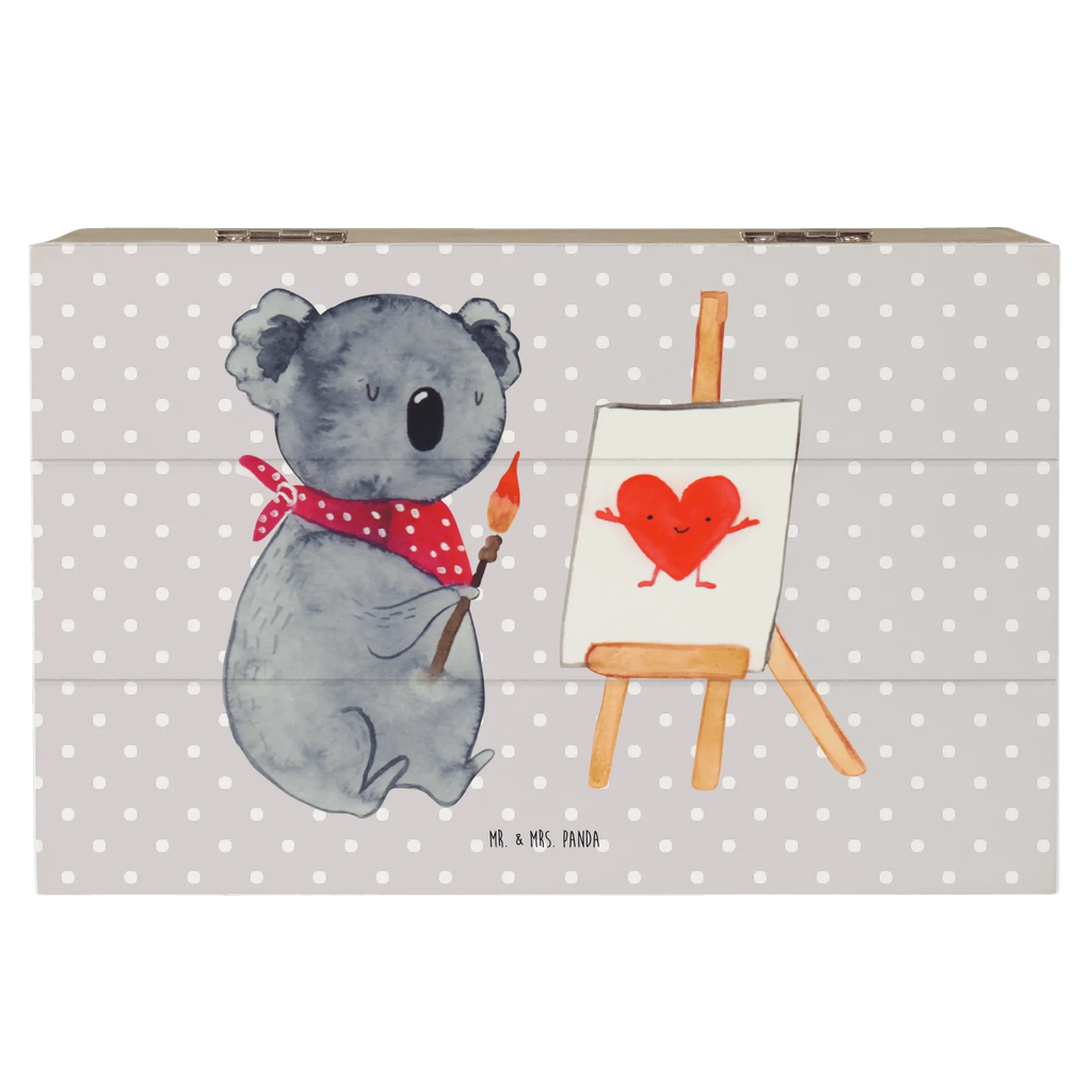 Holzkiste Koala Künstler Holzkiste, Kiste, Schatzkiste, Truhe, Schatulle, XXL, Erinnerungsbox, Erinnerungskiste, Dekokiste, Aufbewahrungsbox, Geschenkbox, Geschenkdose, Koala, Koalabär, Liebe, Liebensbeweis, Liebesgeschenk, Gefühle, Künstler, zeichnen