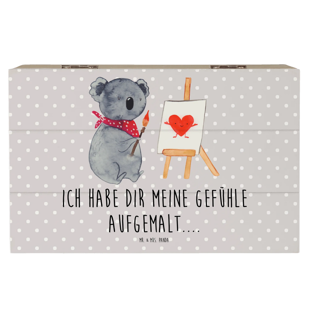 Holzkiste Koala Künstler Holzkiste, Kiste, Schatzkiste, Truhe, Schatulle, XXL, Erinnerungsbox, Erinnerungskiste, Dekokiste, Aufbewahrungsbox, Geschenkbox, Geschenkdose, Koala, Koalabär, Liebe, Liebensbeweis, Liebesgeschenk, Gefühle, Künstler, zeichnen