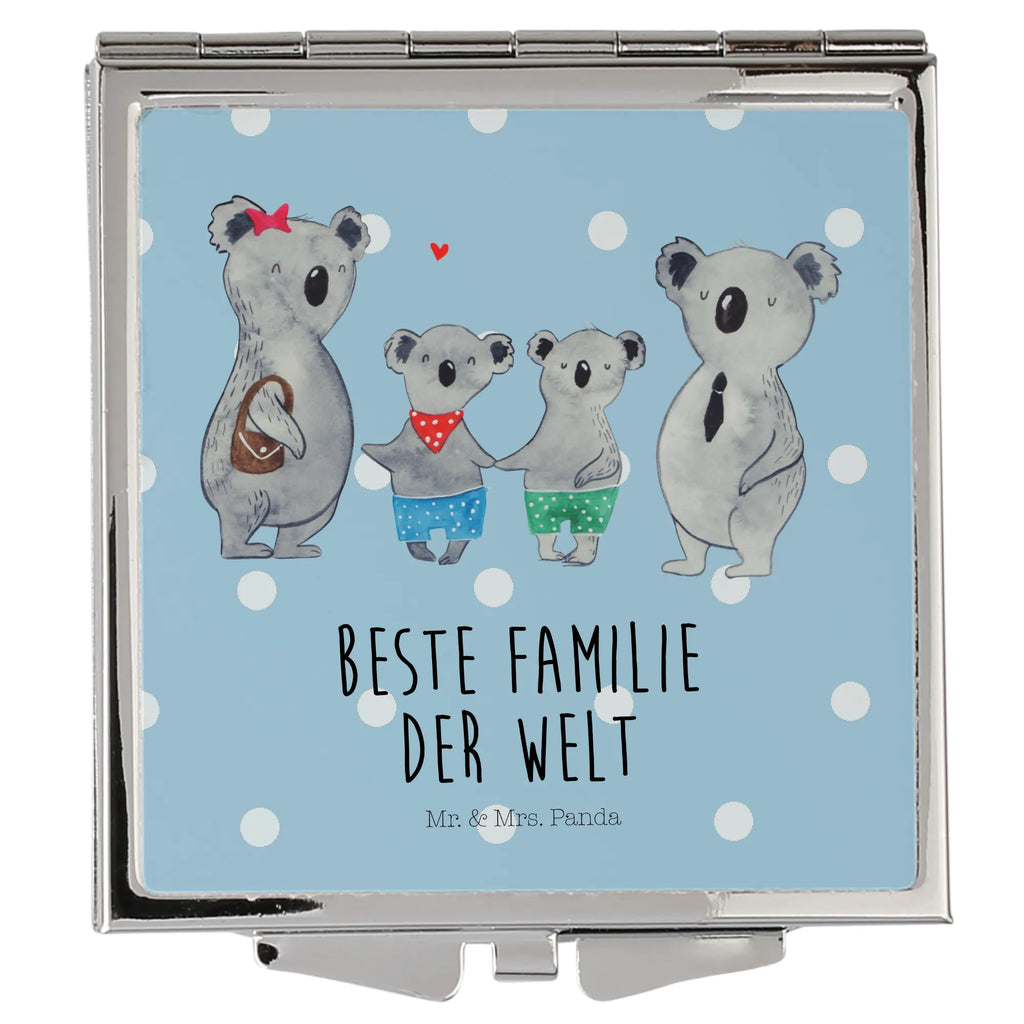 Handtaschenspiegel quadratisch Koala Familie zwei Spiegel, Handtasche, Quadrat, silber, schminken, Schminkspiegel, Familie, Vatertag, Muttertag, Bruder, Schwester, Mama, Papa, Oma, Opa, Koala, Koalabär, beste Familie, Familienzeit, Familienleben, Koalafamilie, Lieblingsfamilie