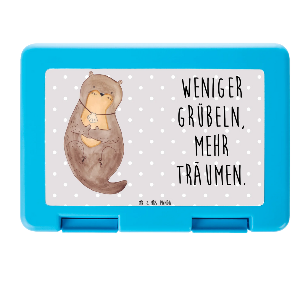 Brotdose Otter mit Muschelmedaillon Brotbox, Snackbox, Lunch box, Butterbrotdose, Brotzeitbox, Otter, Fischotter, Seeotter, Otterliebe, grübeln, träumen, Motivation, Tagträumen, Büro