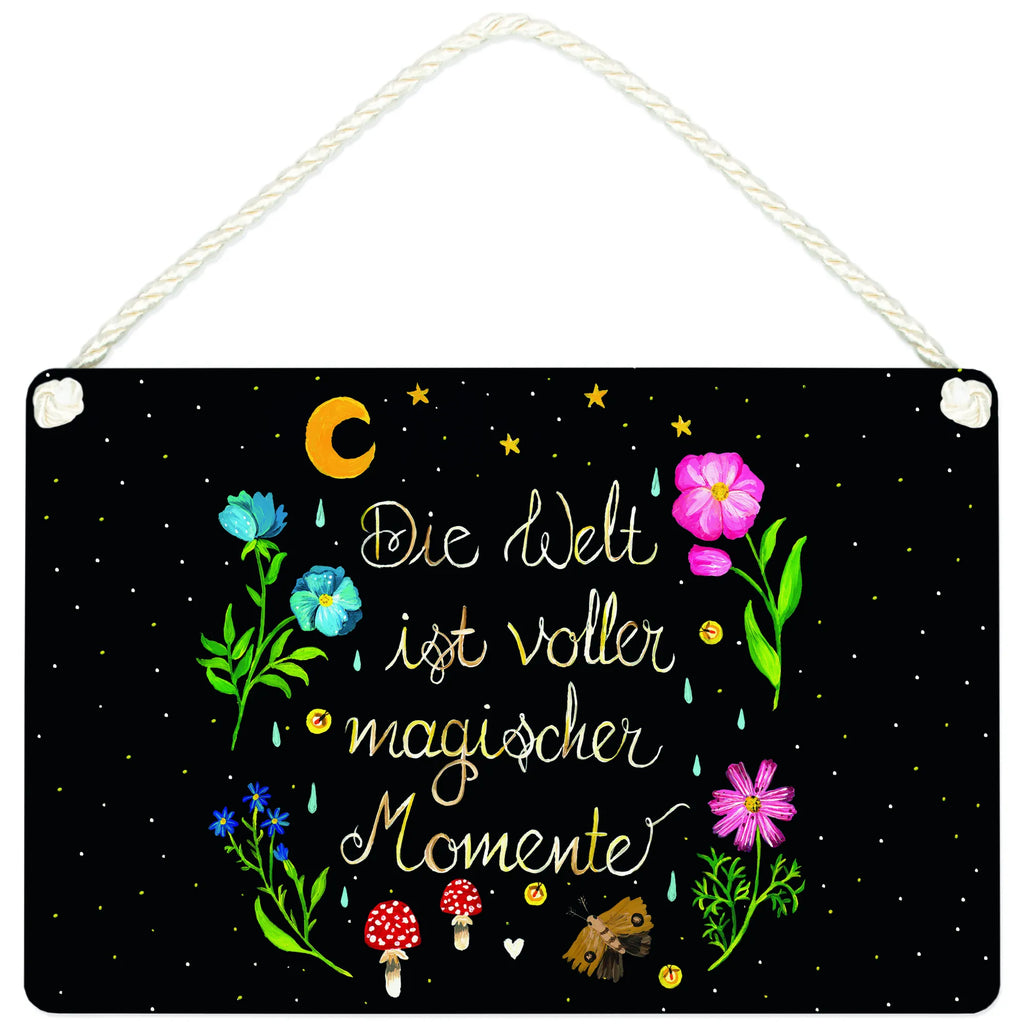 Deko Schild Magische Welt Dekoschild, Deko Schild, Schild, Tür Schild, Türschild, Holzschild, Wandschild, Wanddeko, Blumen Deko, Frühlings Deko, Sommer Deko, Dekoration, positive Botschaft, Naturliebhaber, Outdoor, Natur, Abenteuer, Magische Momente, Spruch schön, Spruch positiv, Motivation, schwarz, magisch, Blumen, Nacht, Weisheit