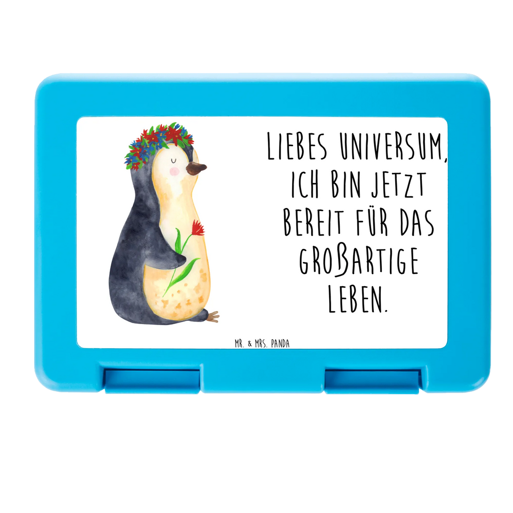 Brotdose Pinguin Blumen Brotbox, Snackbox, Lunch box, Butterbrotdose, Brotzeitbox, Pinguin, Pinguine, Blumenkranz, Universum, Leben, Wünsche, Ziele, Lebensziele, Motivation, Lebenslust, Liebeskummer, Geschenkidee