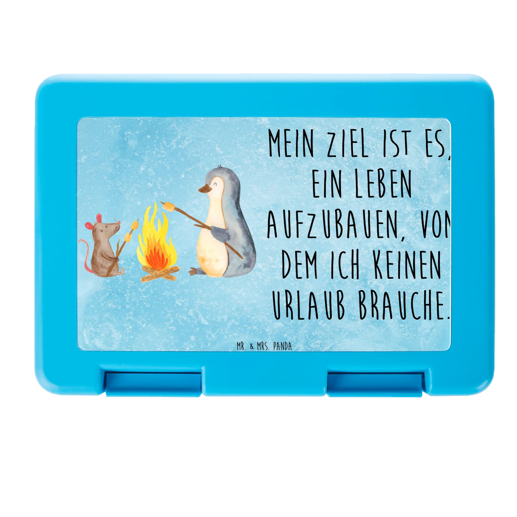 Brotdose Pinguin Lagerfeuer Brotbox, Snackbox, Lunch box, Butterbrotdose, Brotzeitbox, Pinguin, Maus, Pinguine, Lagerfeuer, Leben, Arbeit, Job, Motivation, Büro, Büroalltag, Lebensspruch, Lebensmotivation, Neustart, Liebe, grillen, Feuer, Marshmallows