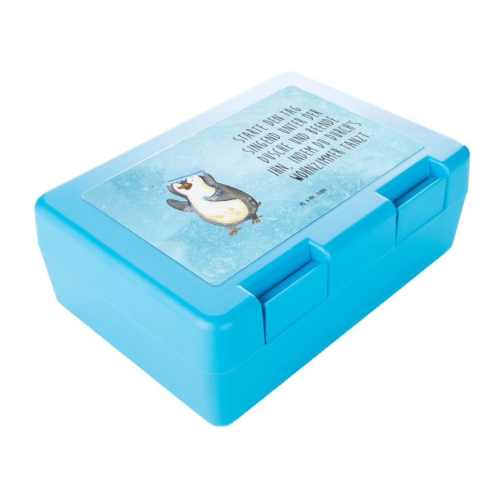 Brotdose Pinguin duscht Brotbox, Snackbox, Lunch box, Butterbrotdose, Brotzeitbox, Pinguin, Pinguine, Dusche, duschen, Lebensmotto, Motivation, Neustart, Neuanfang, glücklich sein