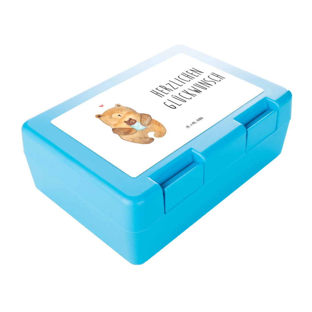 Brotdose Bär mit Baby Brotbox, Snackbox, Lunch box, Butterbrotdose, Brotzeitbox, Bär, Teddy, Teddybär, Eltern, Mutter, Baby, Taufe, Geburt, Nichte, Neffe, Enkel, Enkelin, Täufling, Geburtstag, Glückwunsch