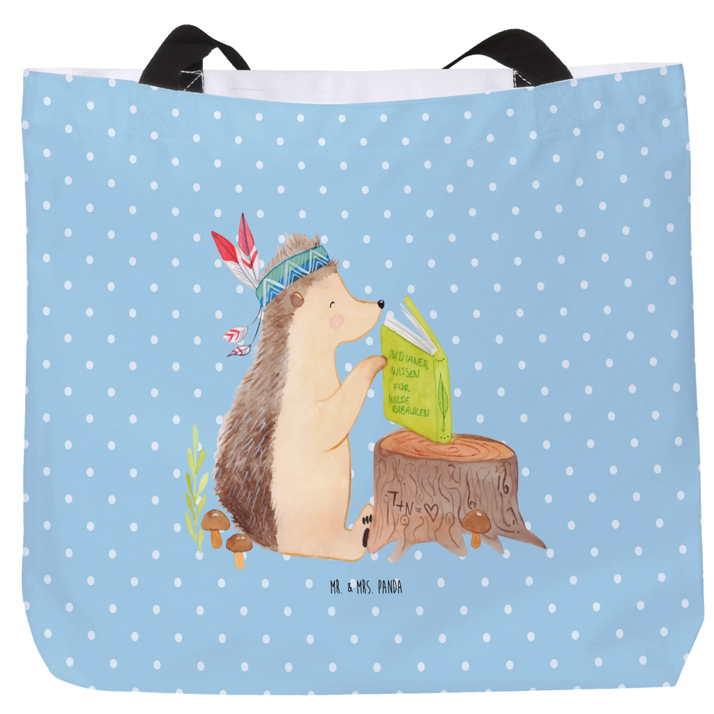 Shopper Igel Indianer Beutel, Einkaufstasche, Tasche, Strandtasche, Einkaufsbeutel, Shopper, Schultasche, Freizeittasche, Tragebeutel, Schulbeutel, Alltagstasche, Waldtiere, Tiere, Igel, Indianer, Abenteuer, Lagerfeuer, Camping