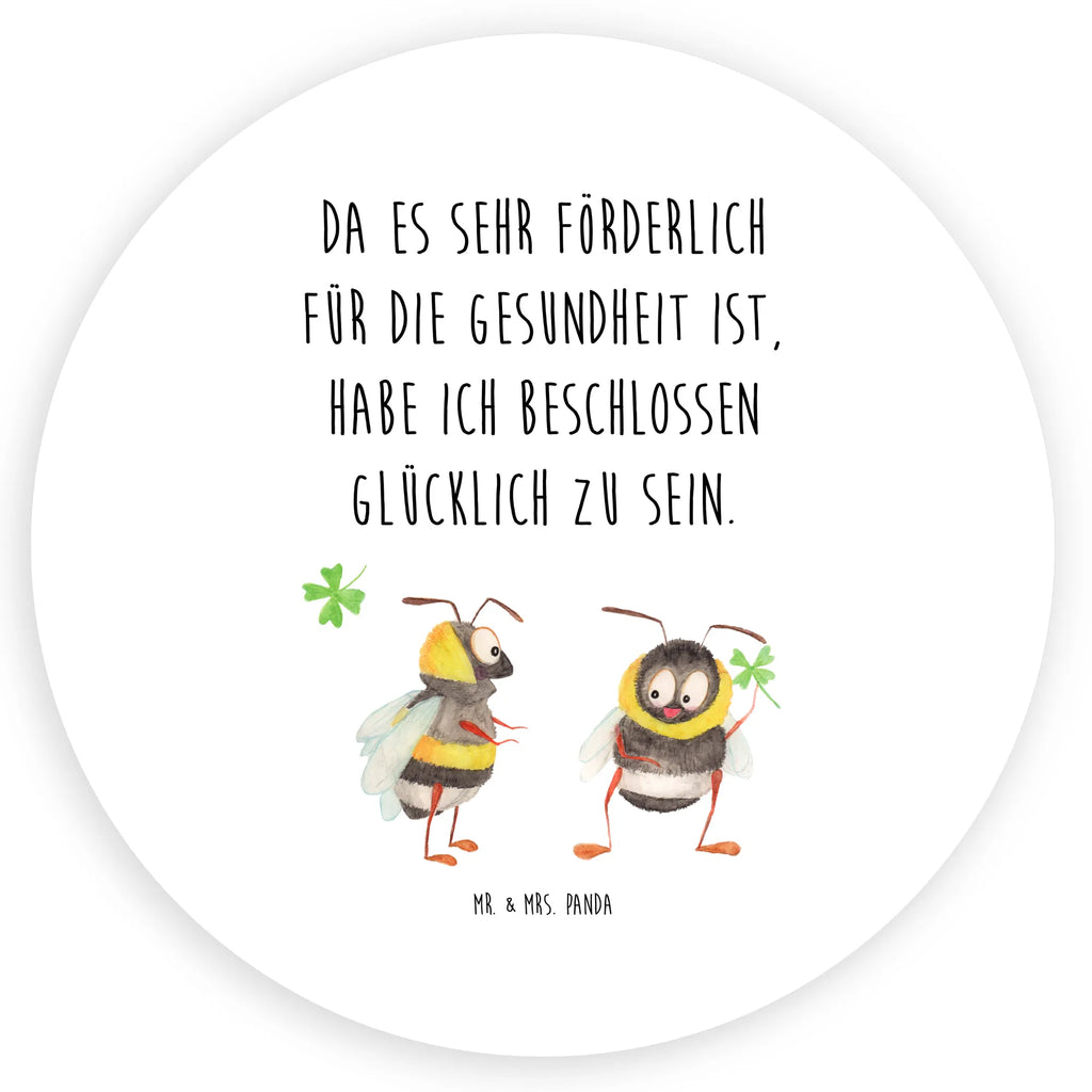 Rund Aufkleber Hummeln mit Kleeblatt Sticker, Aufkleber, Etikett, Tiermotive, Gute Laune, lustige Sprüche, Tiere, Hummel, Biene, Spruch positiv, Biene Deko, Spruch schön, glücklich sein, glücklich werden, Spruch fröhlich