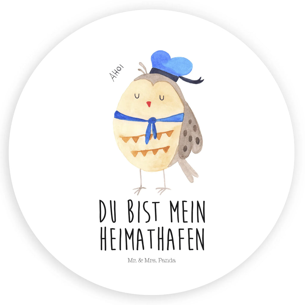 Rund Aufkleber Eule Matrosen Sticker, Aufkleber, Etikett, Eule, Eule Spruch, Eule Deko, Owl, Wortspiel lustig, Matrose, Freundin, Ehe, Seefahrer, Heimathafen, Hochzeitstag Geschenk