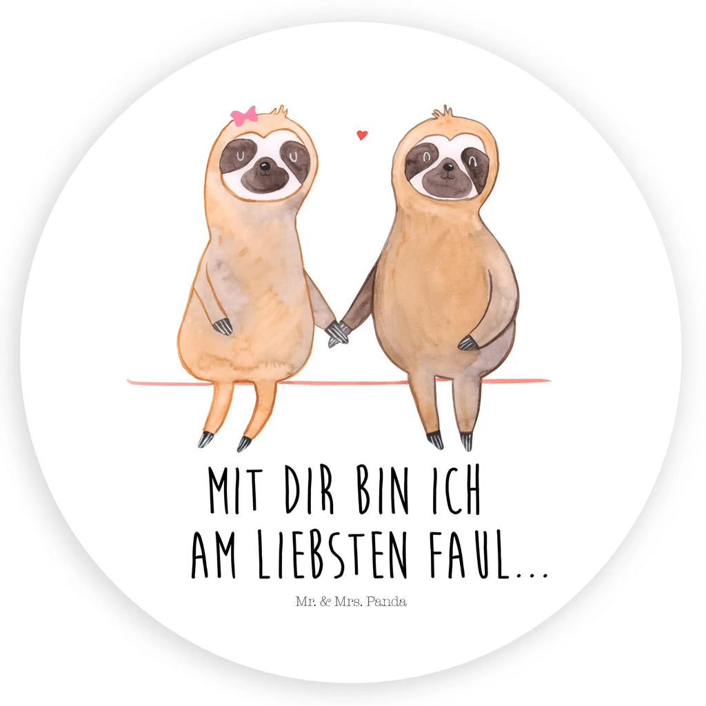 Rund Aufkleber Faultier Pärchen Sticker, Aufkleber, Etikett, Faultier, Faultier Geschenk, Faultier Deko, Faultiere, faul, Lieblingstier, Liebe, Liebespaar, Faultierliebe, Faultierpärchen, verliebt, verlobt, gemeinsam, relaxen, Pärchen, Beziehung, Langsamkeit