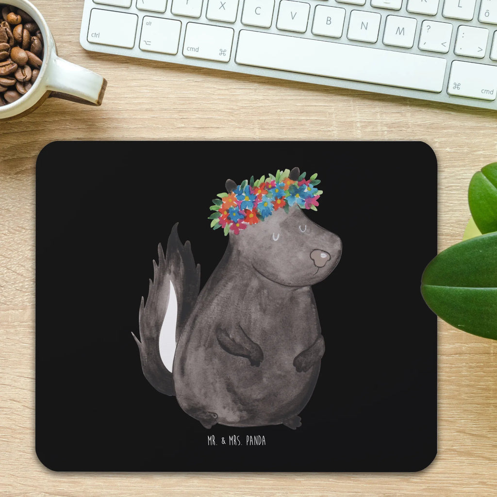 Mauspad Stinktier Blumenmaedchen Mousepad, Computer zubehör, Büroausstattung, PC Zubehör, Arbeitszimmer, Mauspad, Einzigartiges Mauspad, Designer Mauspad, Mausunterlage, Mauspad Büro, Stinktier, Skunk, Wildtier, Raubtier, Stinker, Stinki, Yoga, Namaste, Lebe, Liebe, Lache