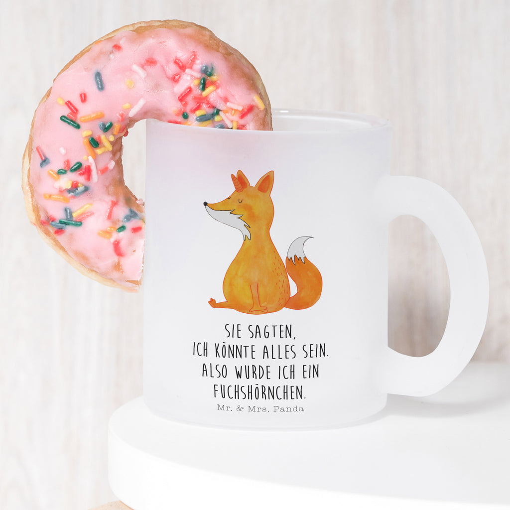 Teetasse Fuchshörnchen Teetasse, Teeglas, Teebecher, Tasse mit Henkel, Tasse, Glas Teetasse, Teetasse aus Glas, Einhorn, Einhörner, Einhorn Deko, Pegasus, Unicorn, Fuchs, Unicorns, Fuchshörnchen, Fuchshorn, Foxycorn, Füchse