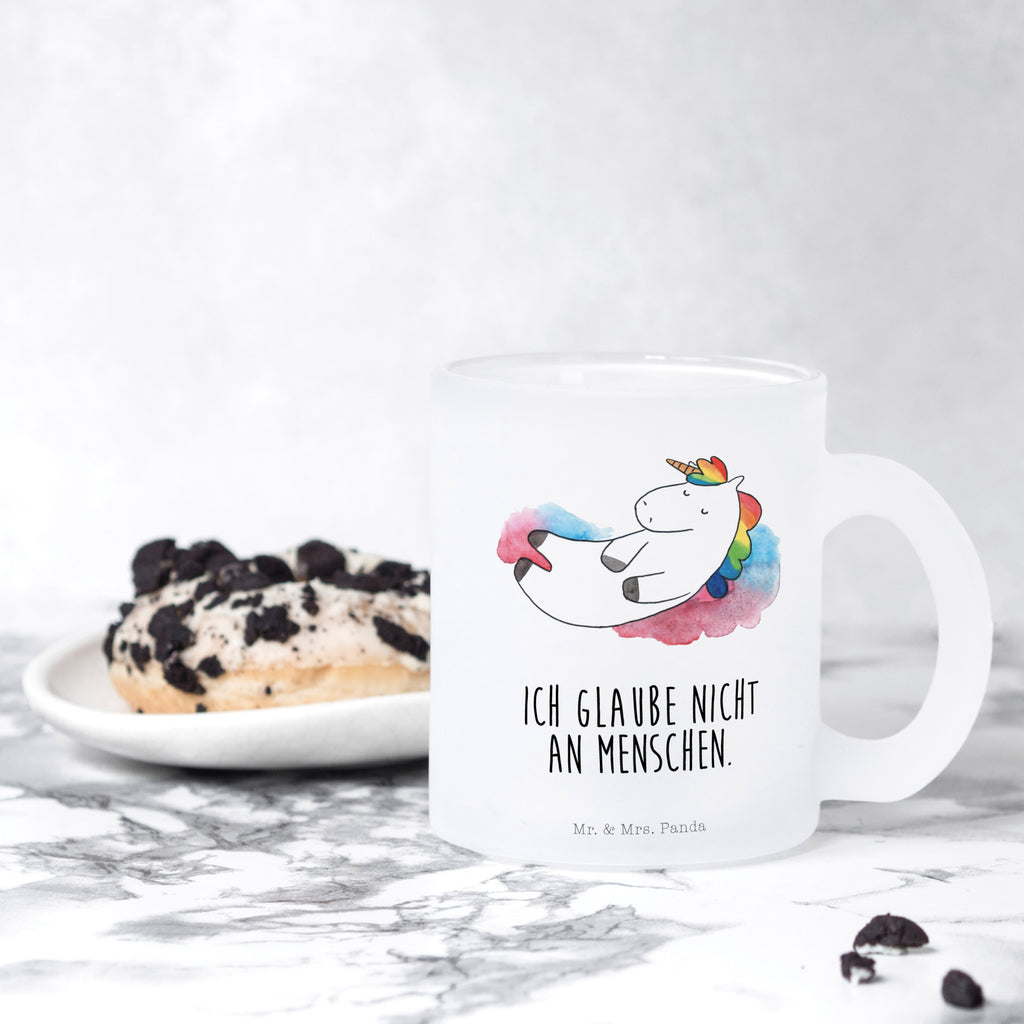 Teetasse Einhorn Wolke 7 Teetasse, Teeglas, Teebecher, Tasse mit Henkel, Tasse, Glas Teetasse, Teetasse aus Glas, Einhorn, Einhörner, Einhorn Deko, Pegasus, Unicorn, verliebt, Menschen, witzig, lustig, Geschenk, Glaube, Realität, Lächeln