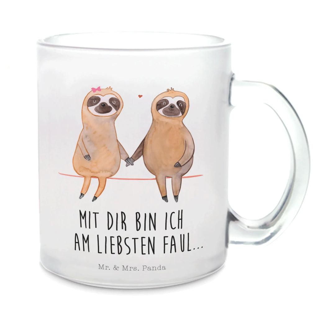 Teetasse Faultier Pärchen Teetasse, Teeglas, Teebecher, Tasse mit Henkel, Tasse, Glas Teetasse, Teetasse aus Glas, Faultier, Faultier Geschenk, Faultier Deko, Faultiere, faul, Lieblingstier, Liebe, Liebespaar, Faultierliebe, Faultierpärchen, verliebt, verlobt, gemeinsam, relaxen, Pärchen, Beziehung, Langsamkeit