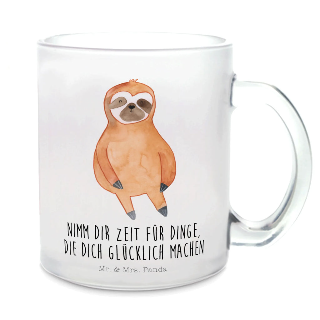 Teetasse Faultier Zufrieden Teetasse, Teeglas, Teebecher, Tasse mit Henkel, Tasse, Glas Teetasse, Teetasse aus Glas, Faultier, Faultier Geschenk, Faultier Deko, Faultiere, faul, Lieblingstier, Pause, relaxen, Glück, glücklich, zufrieden, happy, Zufriedenheit, Gelassenheit, Ruhe, Frieden