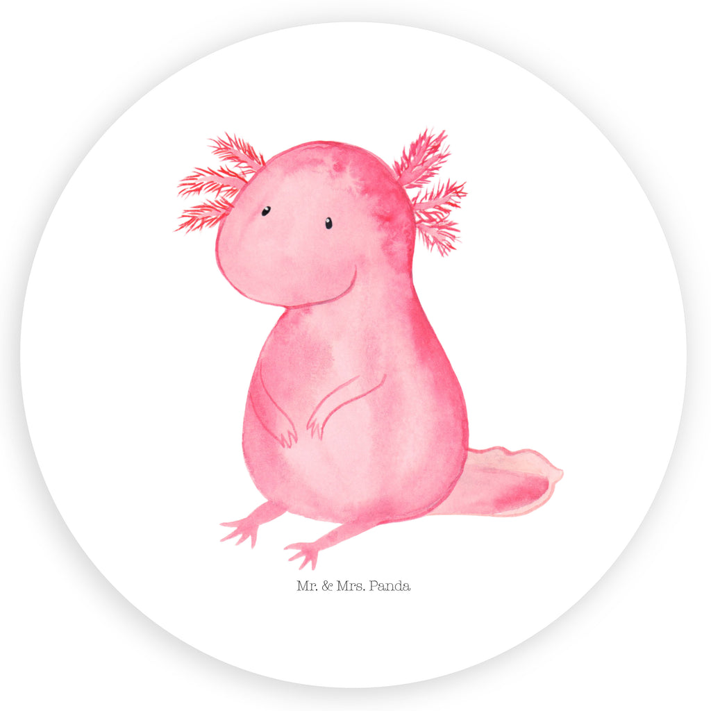 Rund Aufkleber Axolotl Sticker, Aufkleber, Etikett, Axolotl, Molch, Axolot, vergnügt, fröhlich, zufrieden, Lebensstil, Weisheit, Lebensweisheit, Liebe, Freundin