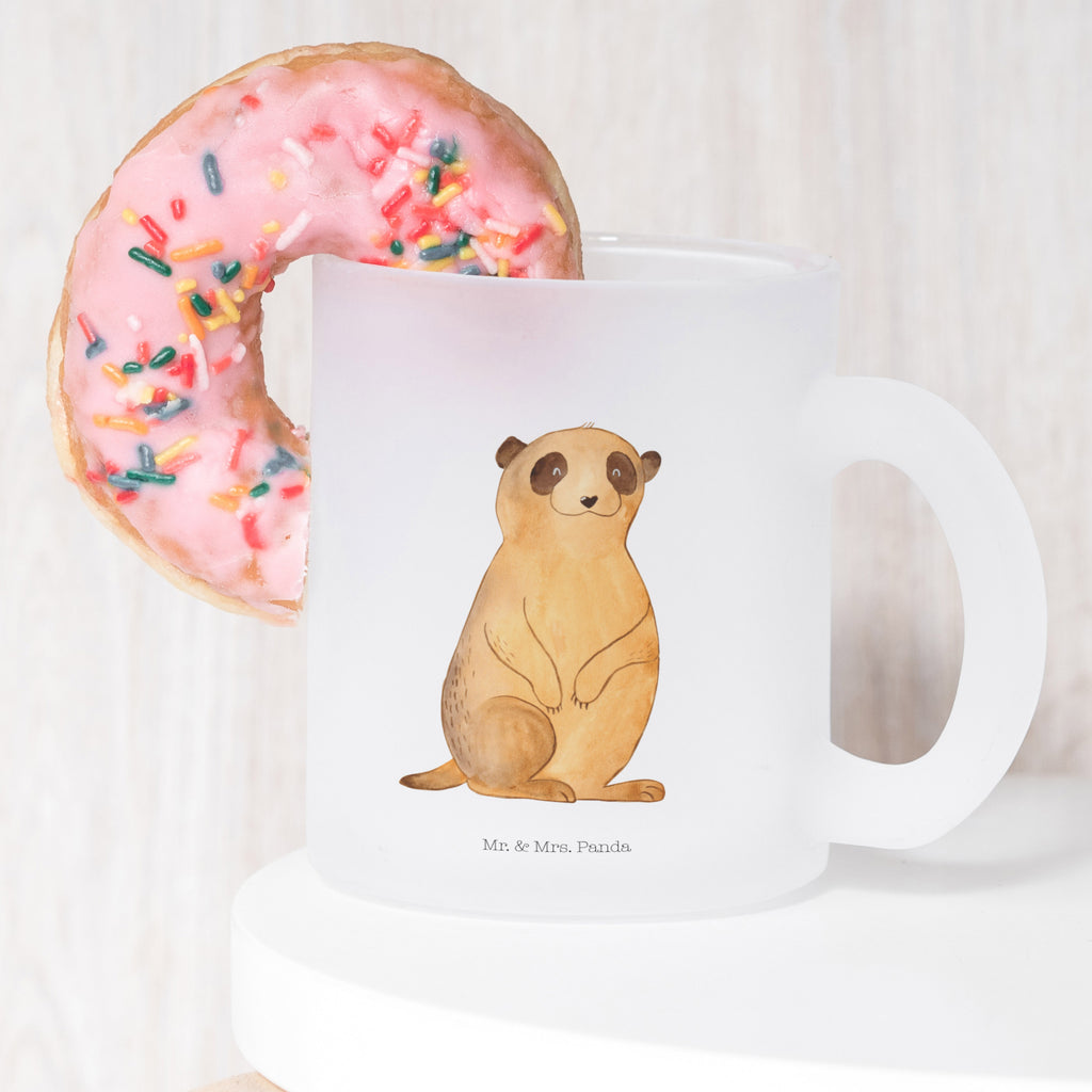 Teetasse Erdmännchen Teetasse, Teeglas, Teebecher, Tasse mit Henkel, Tasse, Glas Teetasse, Teetasse aus Glas, Afrika, Wildtiere, Erdmännchen, Reisen, Spruch, Weltreise, Afrikareise, Roadtrip, Traveling