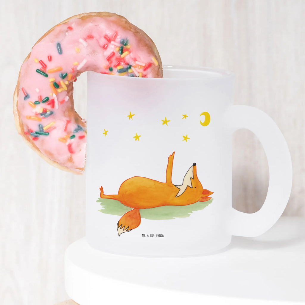 Teetasse Fuchs Sterne Teetasse, Teeglas, Teebecher, Tasse mit Henkel, Tasse, Glas Teetasse, Teetasse aus Glas, Fuchs, Füchse, tröstende Worte, Spruch positiv, Spruch schön, Romantik, Always Look on the Bright Side of Life