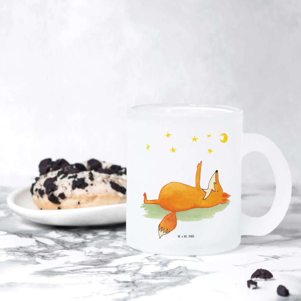 Teetasse Fuchs Sterne Teetasse, Teeglas, Teebecher, Tasse mit Henkel, Tasse, Glas Teetasse, Teetasse aus Glas, Fuchs, Füchse, tröstende Worte, Spruch positiv, Spruch schön, Romantik, Always Look on the Bright Side of Life