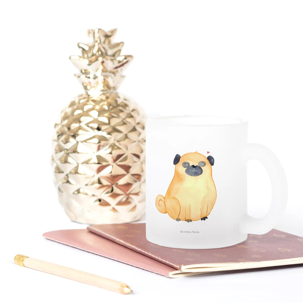 Teetasse Mops Teetasse, Teeglas, Teebecher, Tasse mit Henkel, Tasse, Glas Teetasse, Teetasse aus Glas, Hund, Hundemotiv, Haustier, Hunderasse, Tierliebhaber, Hundebesitzer, Sprüche, Mops, Liebe, Hundeliebe