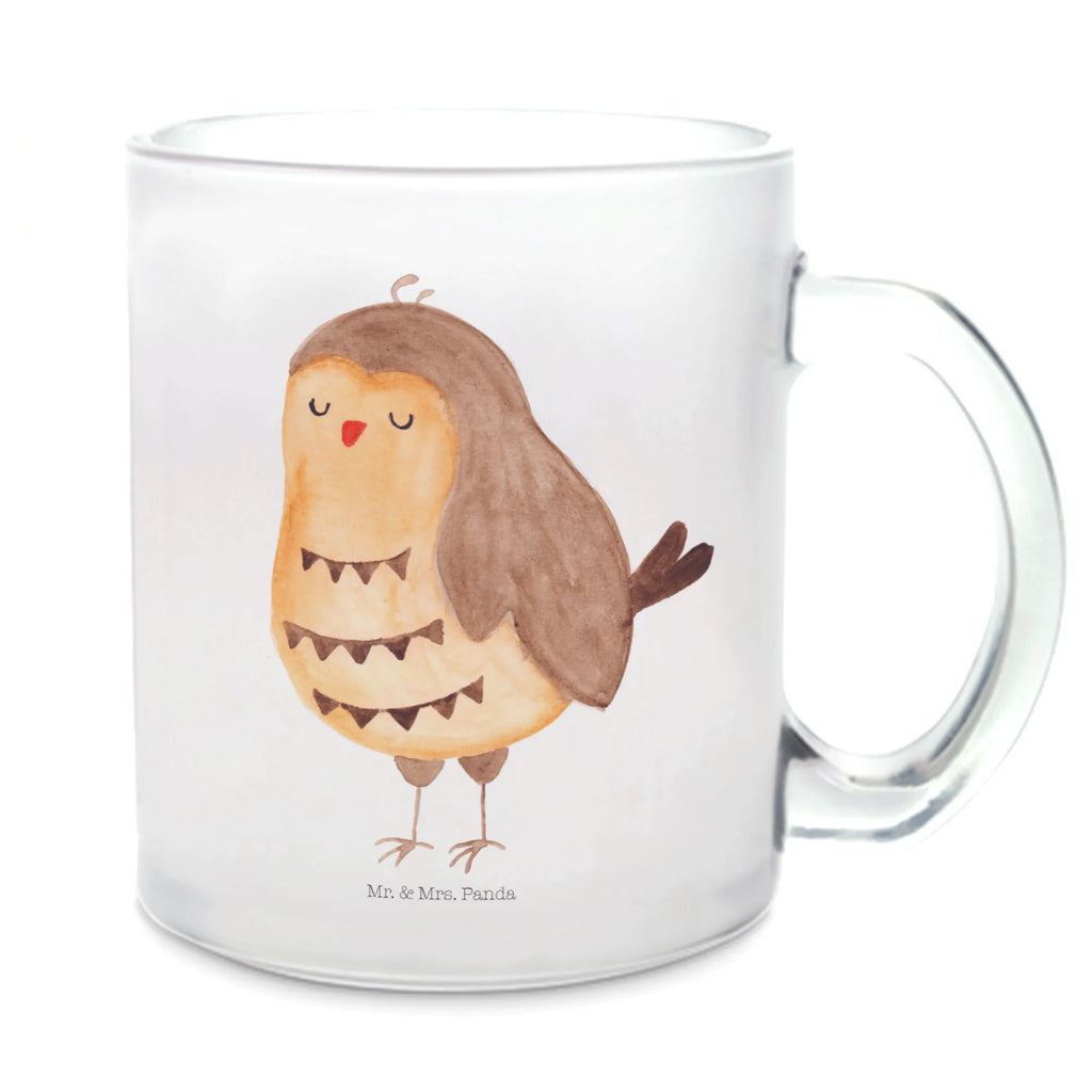 Teetasse Eule Zufrieden Teetasse, Teeglas, Teebecher, Tasse mit Henkel, Tasse, Glas Teetasse, Teetasse aus Glas, Eule, Eule Spruch, Eule deko, Owl, Liebe Spruch, Romantisch, Wortspiel lustig, Spruch schön, Geschenk Hochzeitstag