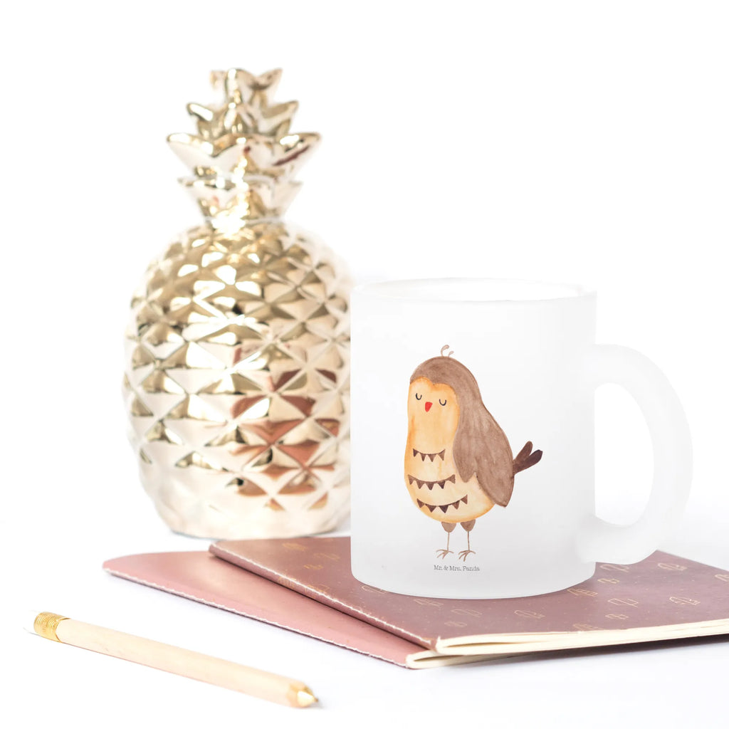 Teetasse Eule Zufrieden Teetasse, Teeglas, Teebecher, Tasse mit Henkel, Tasse, Glas Teetasse, Teetasse aus Glas, Eule, Eule Spruch, Eule deko, Owl, Liebe Spruch, Romantisch, Wortspiel lustig, Spruch schön, Geschenk Hochzeitstag