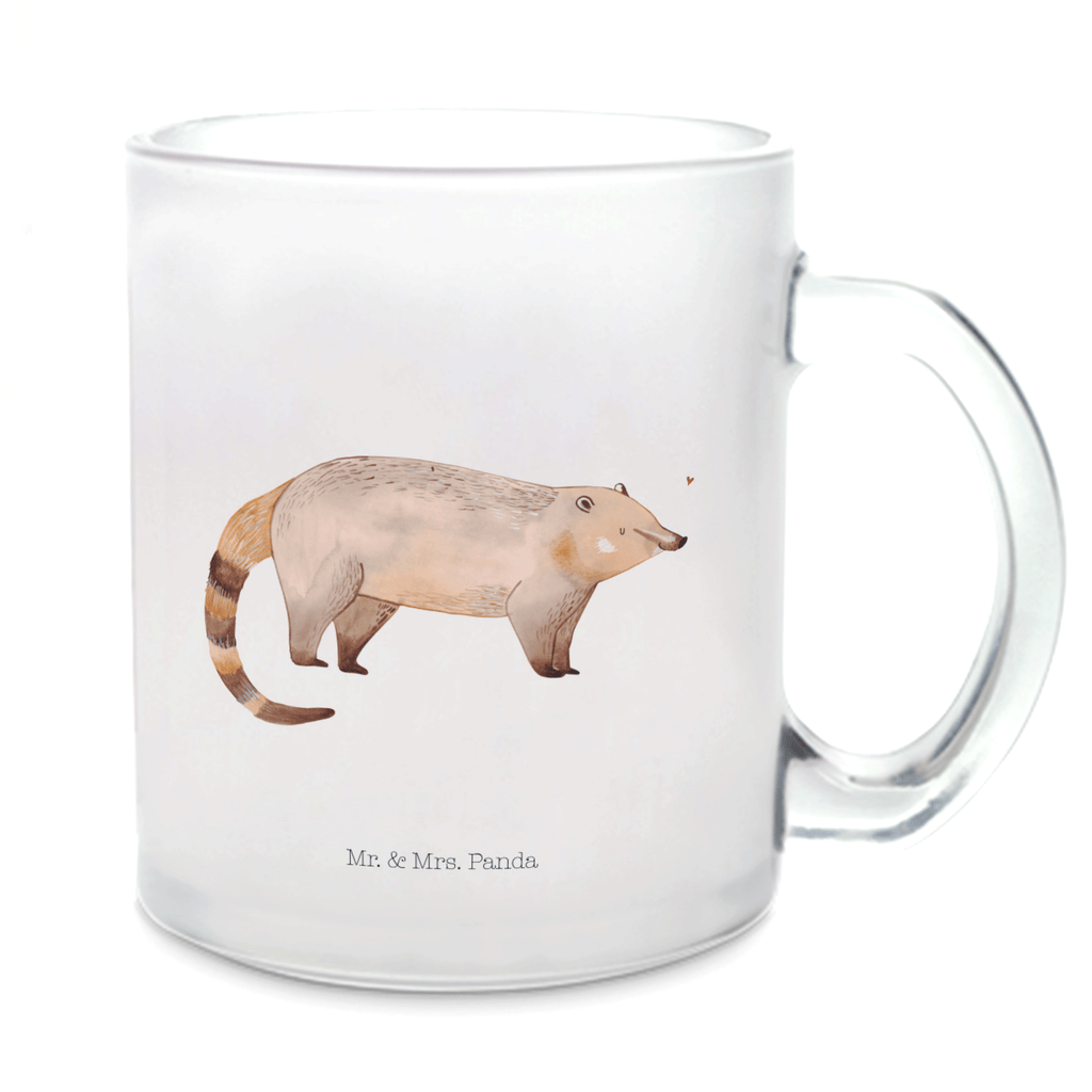 Teetasse Nasenbaer Teetasse, Teeglas, Teebecher, Tasse mit Henkel, Tasse, Glas Teetasse, Teetasse aus Glas, Tiermotive, Gute Laune, lustige Sprüche, Tiere, Nasenbär, Nasenbären, Rüsselbär, Bär