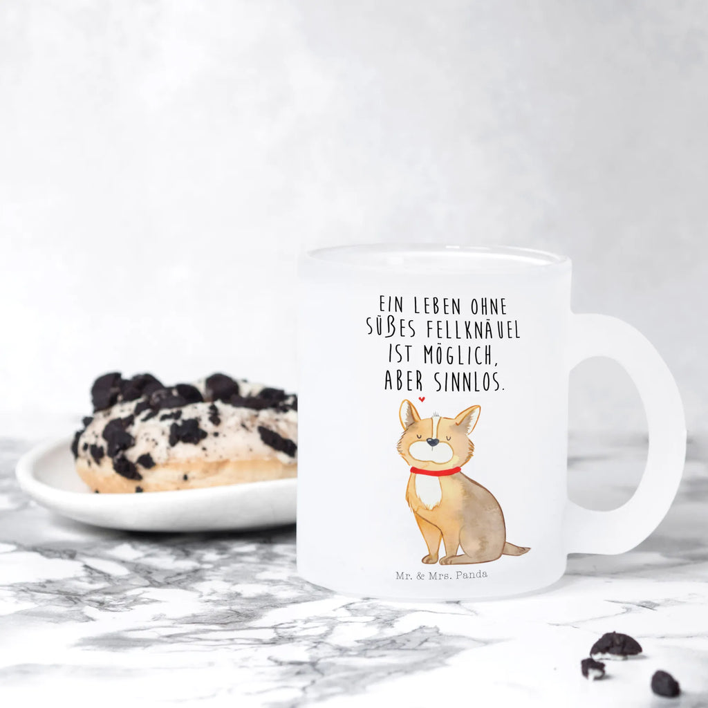 Teetasse Hundeglück Teetasse, Teeglas, Teebecher, Tasse mit Henkel, Tasse, Glas Teetasse, Teetasse aus Glas, Hund, Hundemotiv, Haustier, Hunderasse, Tierliebhaber, Hundebesitzer, Sprüche, Corgie, Hundeliebe, Spruch, Hundemama, Liebe